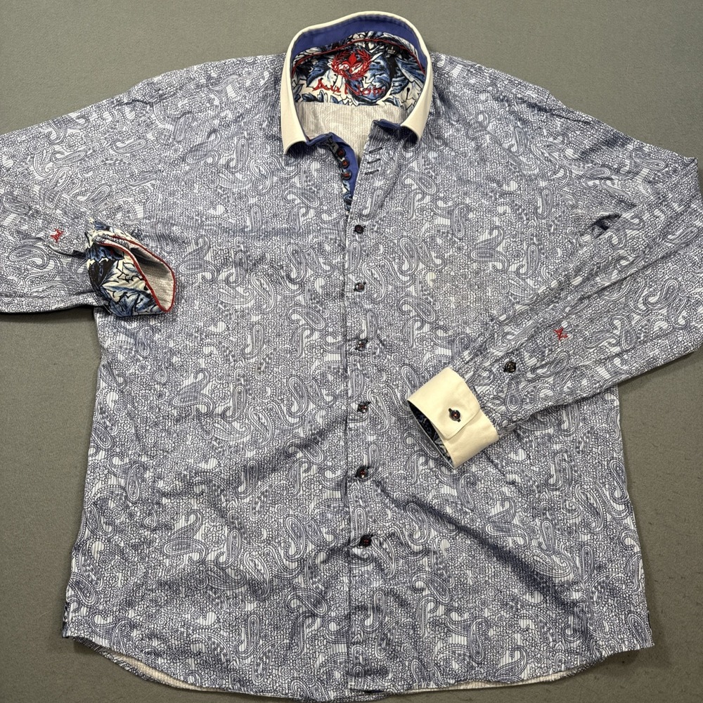 Au Noir Men's S Long Sleeve Paisley Flip Cuff Shirt
